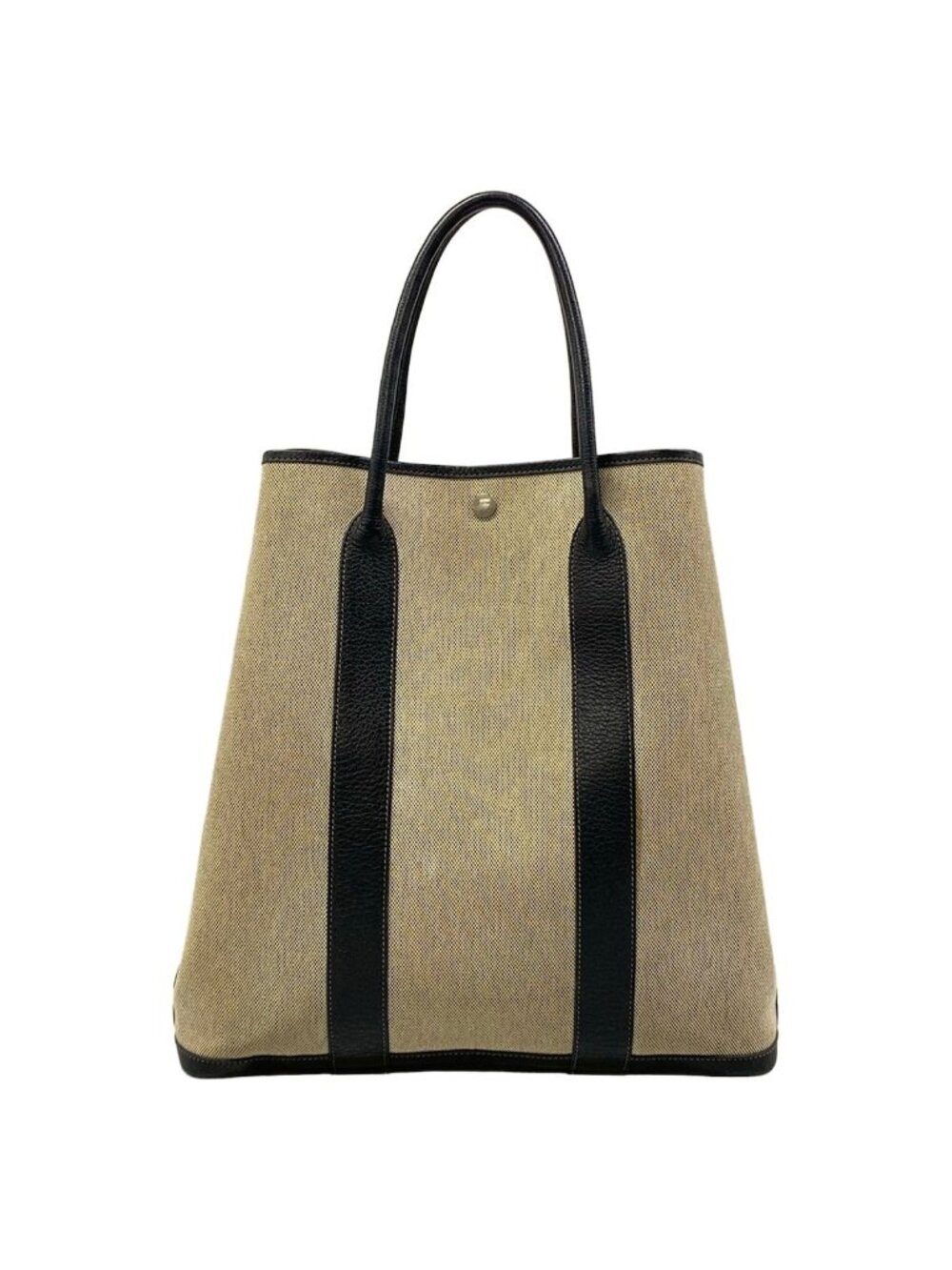 Hermes Tote Bag Garden File MM Ivory Black Silver Leather